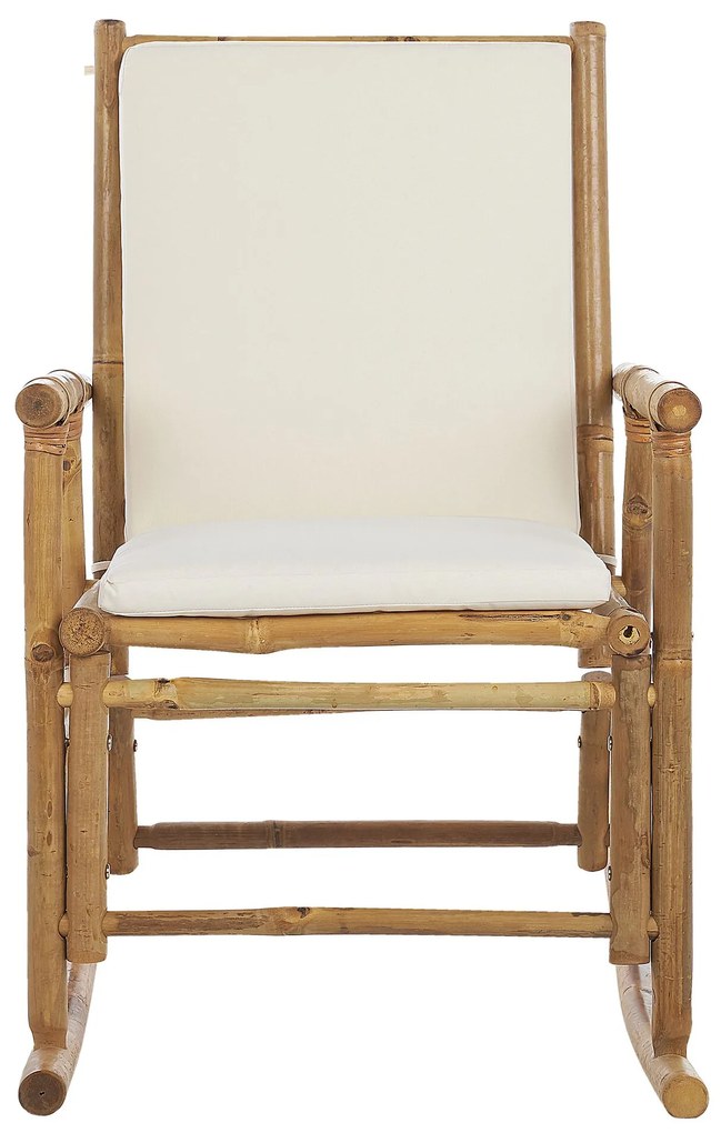 Cadeira de baloiço em bambu cor natural e branco FRIGOLE Beliani