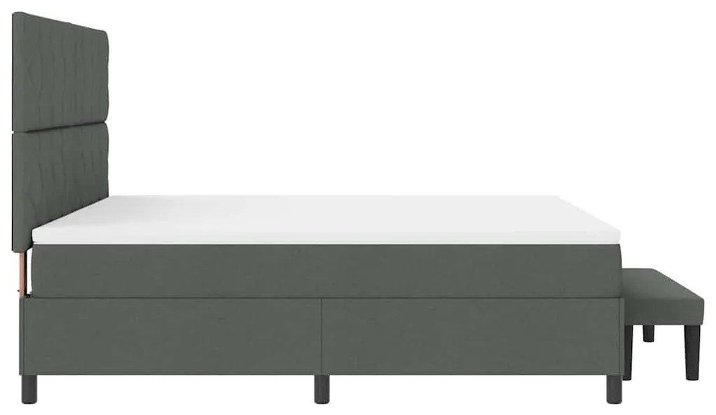 Cama Box com Colchão e Banco Cinza Escuro 180x200 cm Tecido