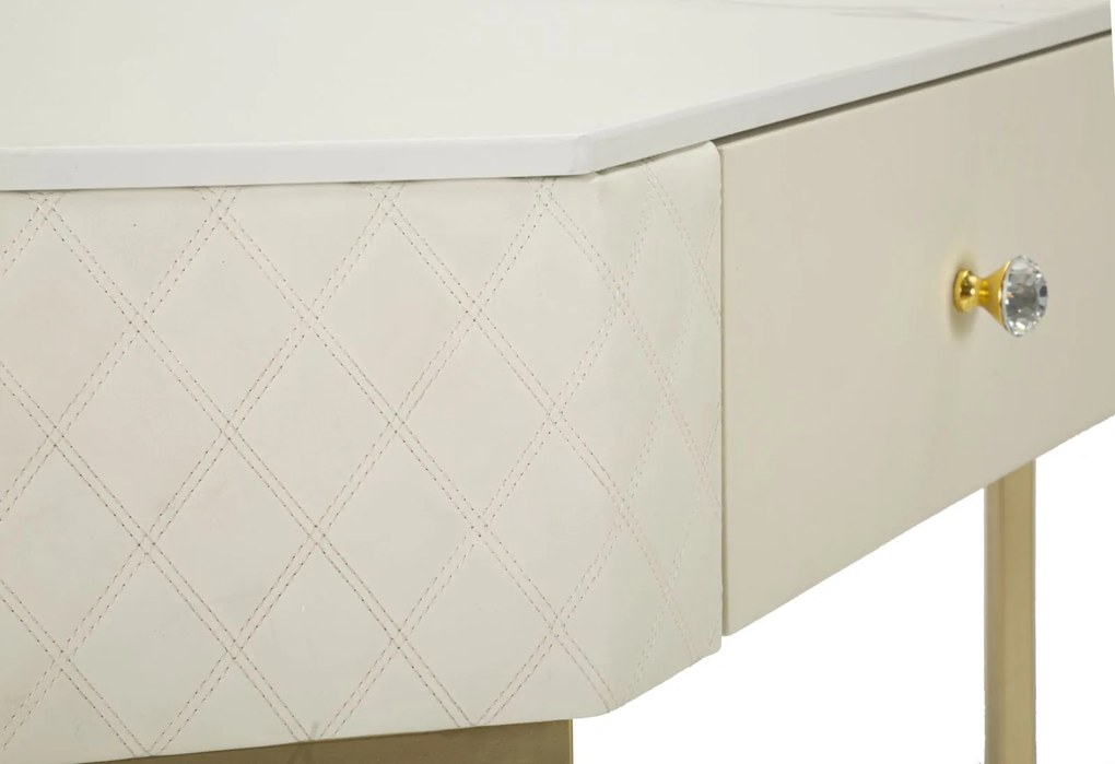 MESA CONSOLA SHARON 84,5X60X77 CM BRANCA E DOURADA