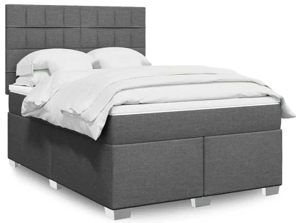 Cama com molas/colchão 140x200 cm tecido cinzento-escuro
