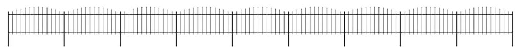 vidaXL Cerca de jardim com topo em lanças (0,5-0,75)x15,3 m aço preto
