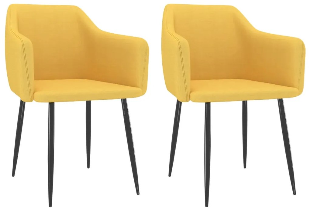 Cadeiras de jantar 2 pcs tecido amarelo