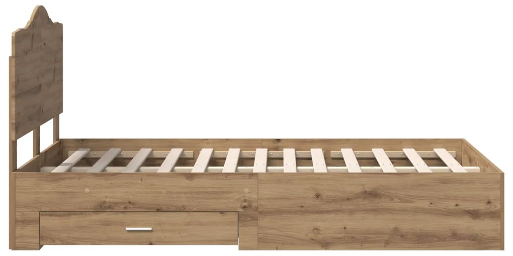 vidaXL Estrutura da Cama com cabeceira Carvalho Artesanal 120 x 190 cm