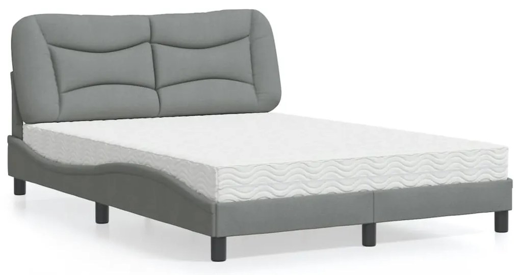 Cama com colchão 120x200 cm tecido cinza-claro