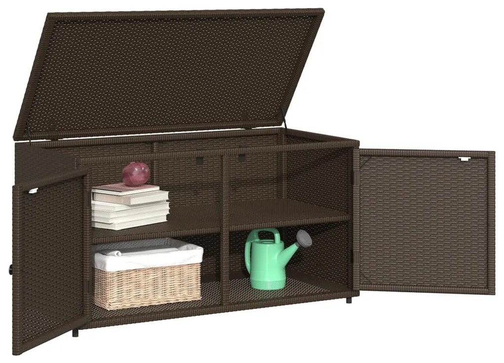 Armário de arrumação para jardim 110x55x60,5cm vime PE castanho