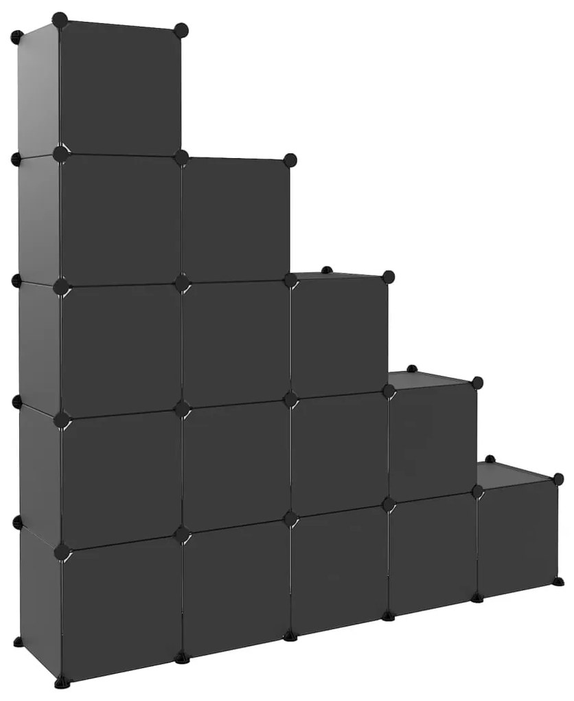 Organizador de arrumação com 15 cubos e portas PP preto