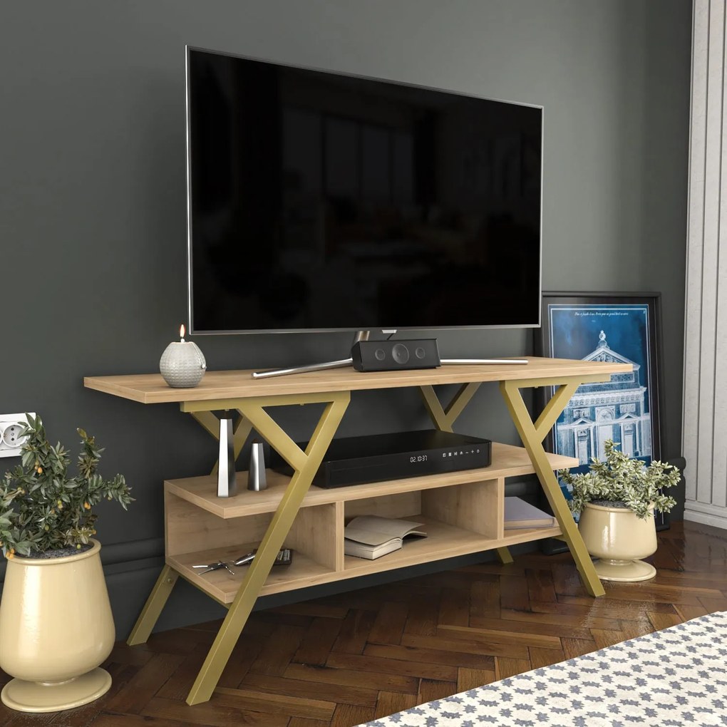 Móvel TV Minerva – Carvalho Dourado – 120x35x55 cm