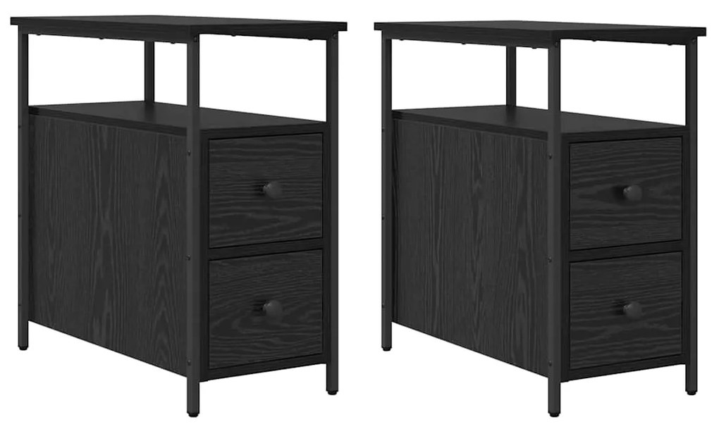Armário de Cabeceira 2 pcs Carvalho preto 30 x 60 x 60 cm