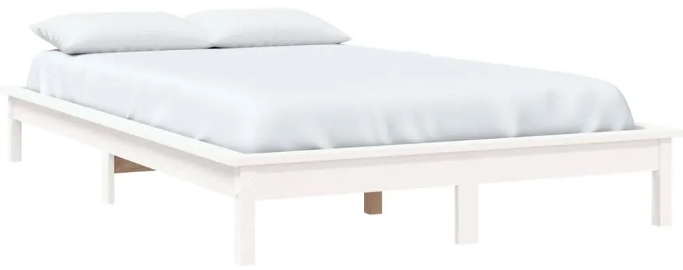 Estrutura de cama de casal 135x190 cm pinho maciço branco