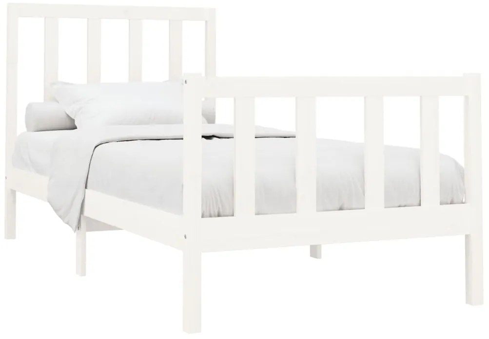 Cama sem colchão 90x200 cm madeira de pinho maciça branco
