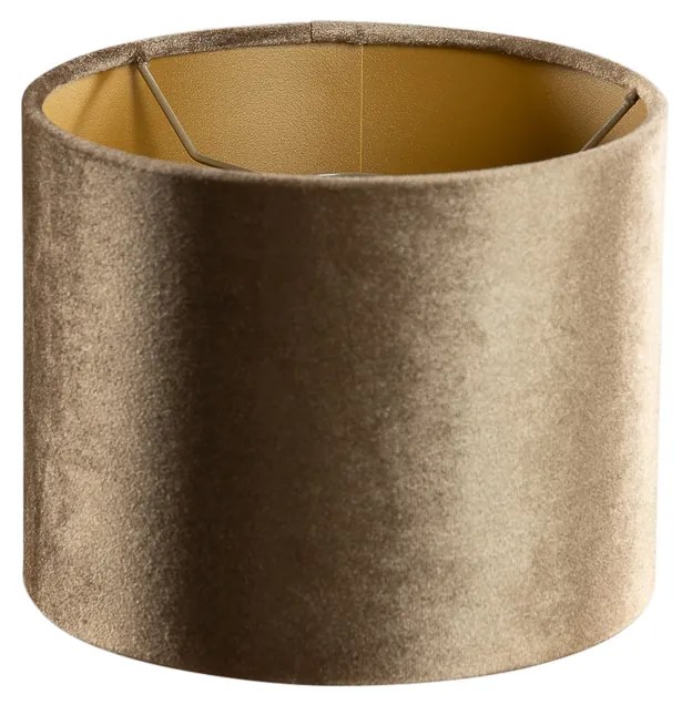 Abajur de Veludo Bronze com Interior Dourado 18/18/14