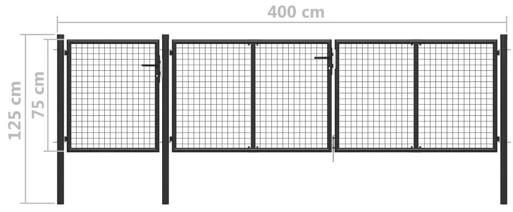 Portão de jardim 400x75 cm aço antracite
