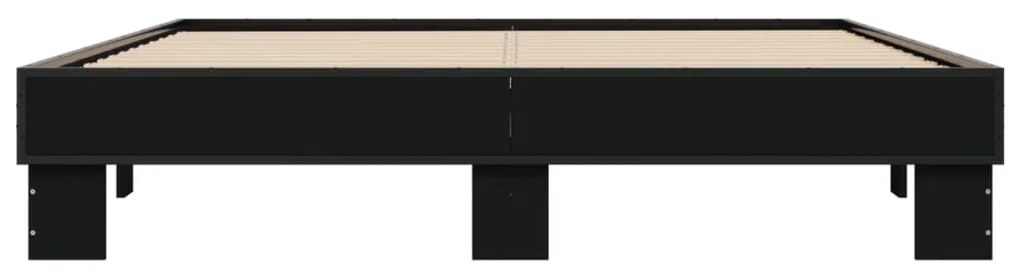 Estrutura de cama 150x200 cm derivados de madeira/metal preto