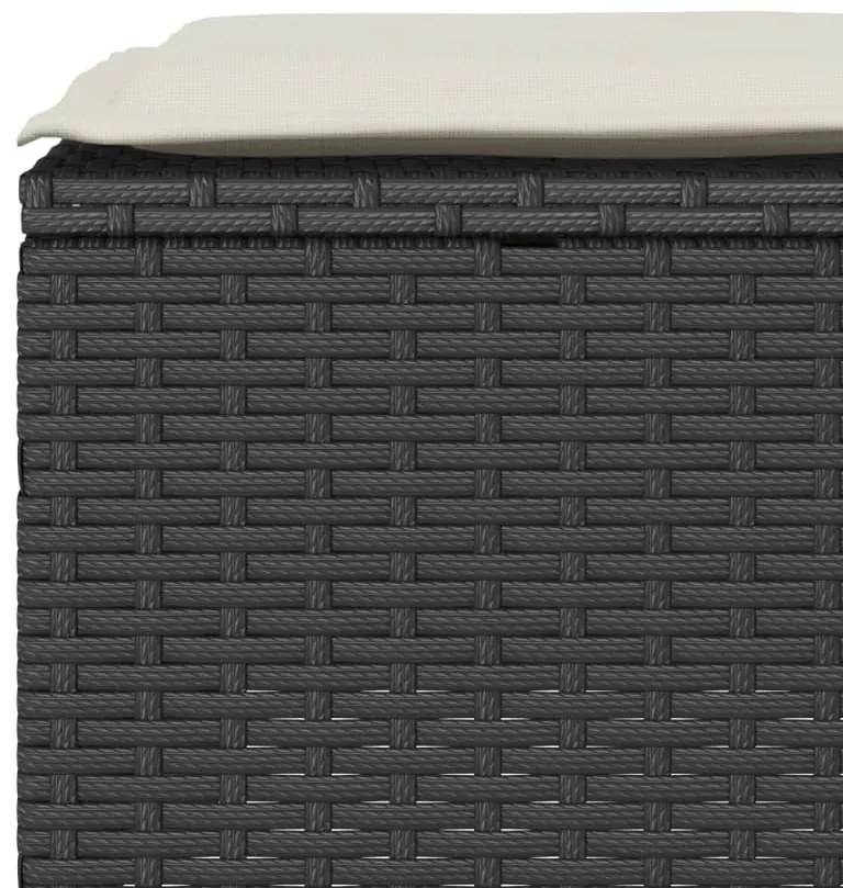 3 pcs conjunto de bistrô com almofadões vime PE preto