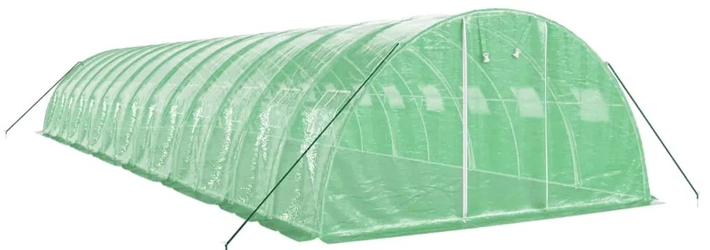Estufa com estrutura de aço 56 m² 14x4x2 m verde