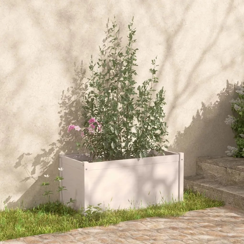vidaXL Vaso de jardim 100x50x50 cm madeira de pinho maciça branco
