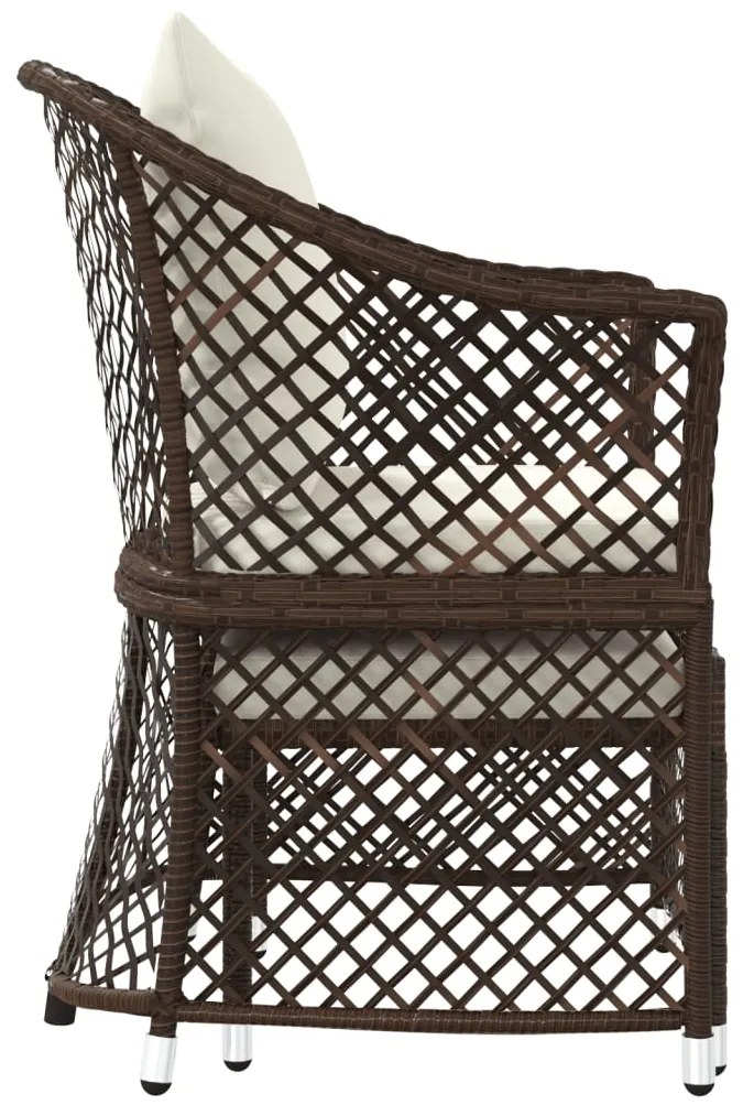 2 pcs conjunto lounge de jardim c/ almofadões vime PE castanho