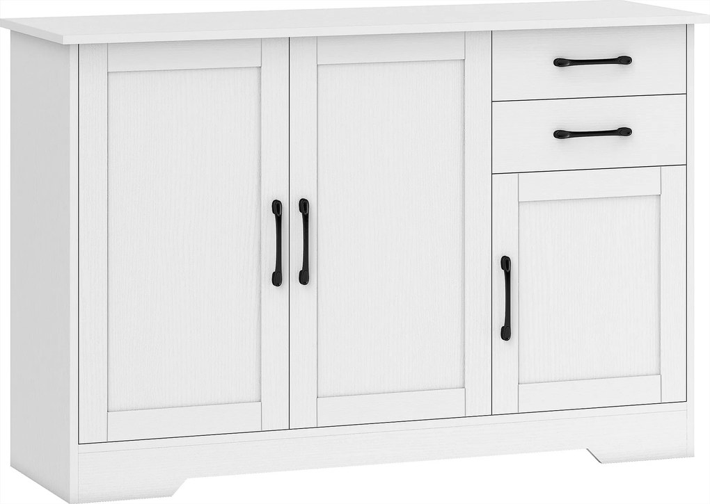 HOMCOM Aparador com 2 gavetas, moderno armário de armazenamento, prateleira ajustável e 3 portas, Branco | Aosom Portugal