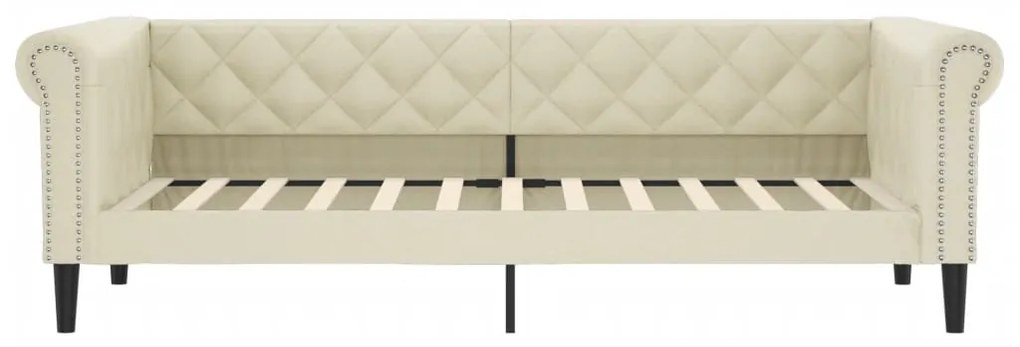 Sofá-cama 90x200 cm couro artificial cor creme