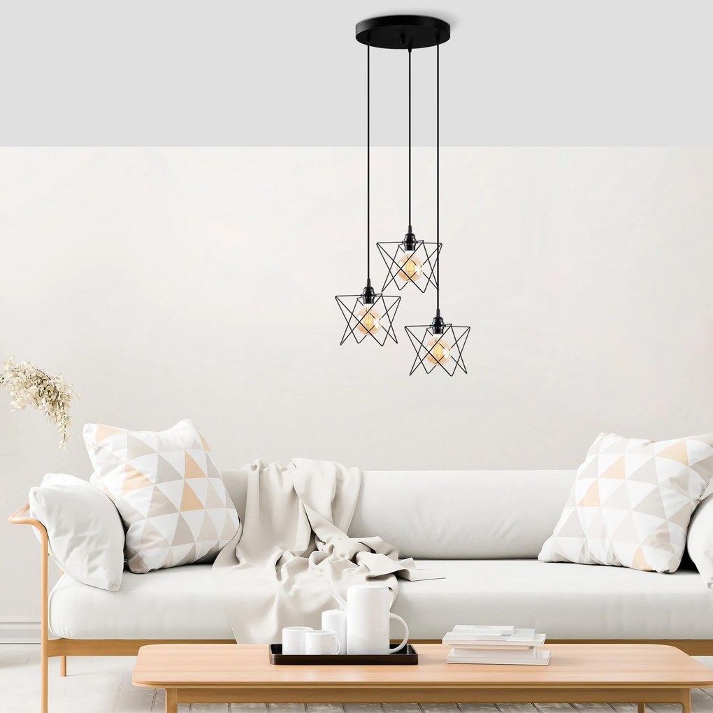 Candeeiro Chandelier Akkas – Preto – Diâmetro 54 cm, Altura Ajustável