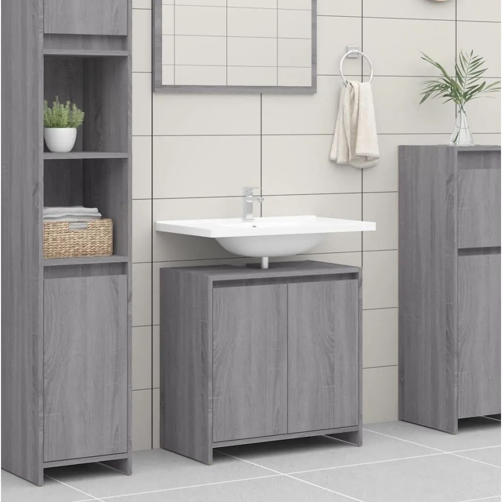826358 vidaXL Armário casa de banho 60x33x61cm derivados madeira cinza sonoma