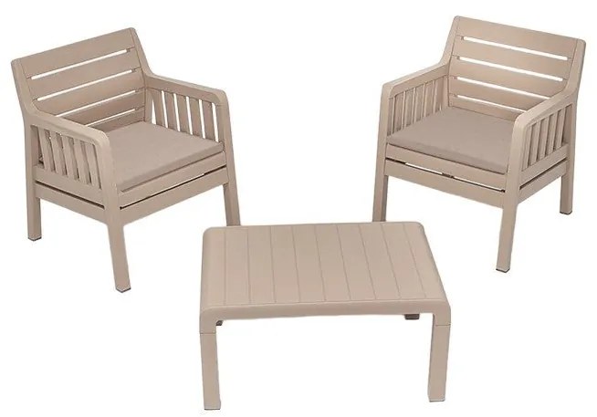 Conjunto de Jardim Lara – 2 Poltronas + Mesa de Centro – Polipropileno