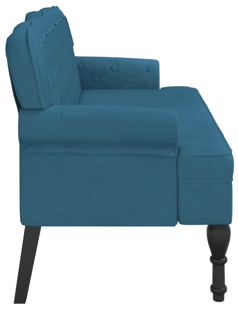Banco com encosto 119,5x64,5x75 cm veludo azul