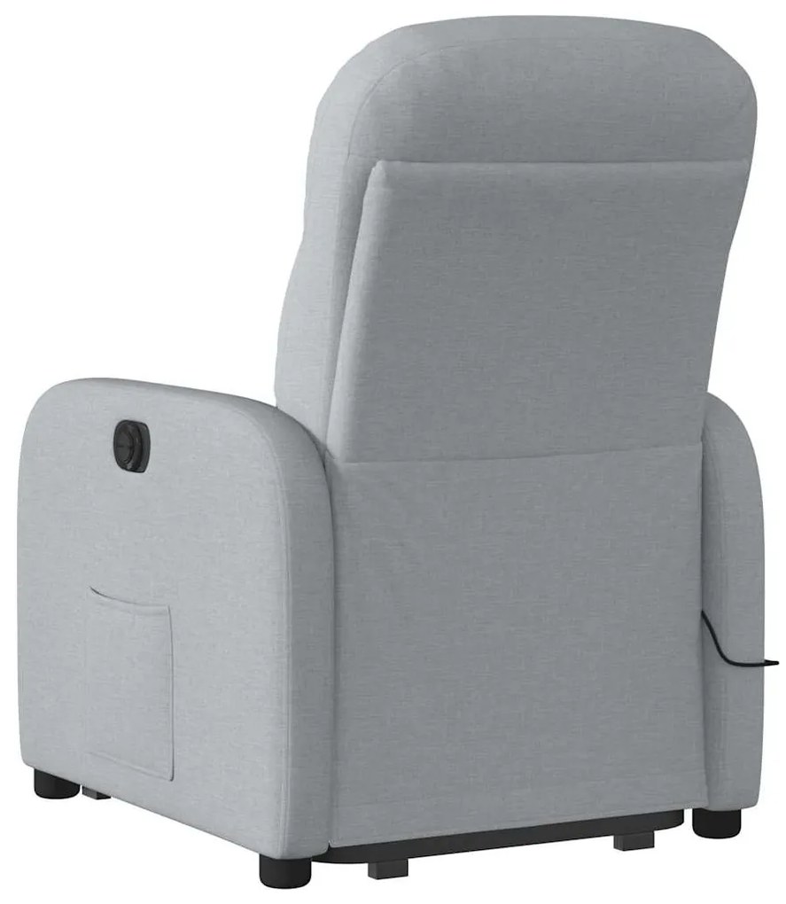 Poltrona reclinável massagens tecido cinzento-claro