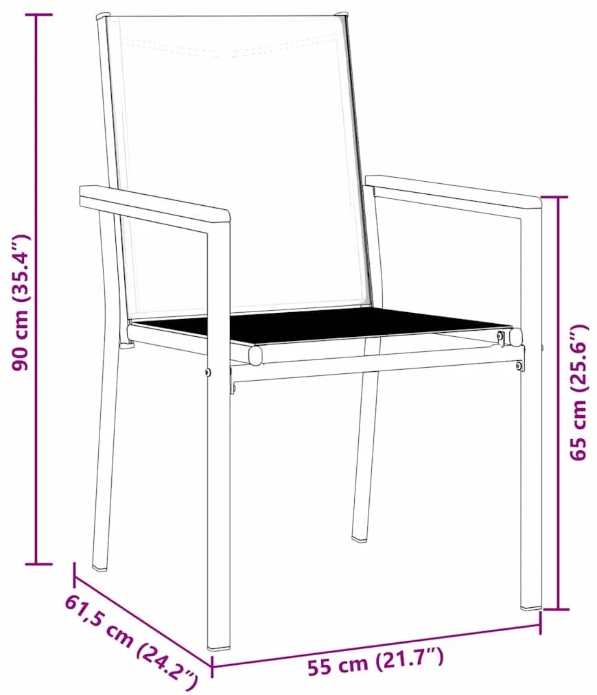 Conjunto de Jantar para Jardim 3 Peças - Preto, Textilene e Aço