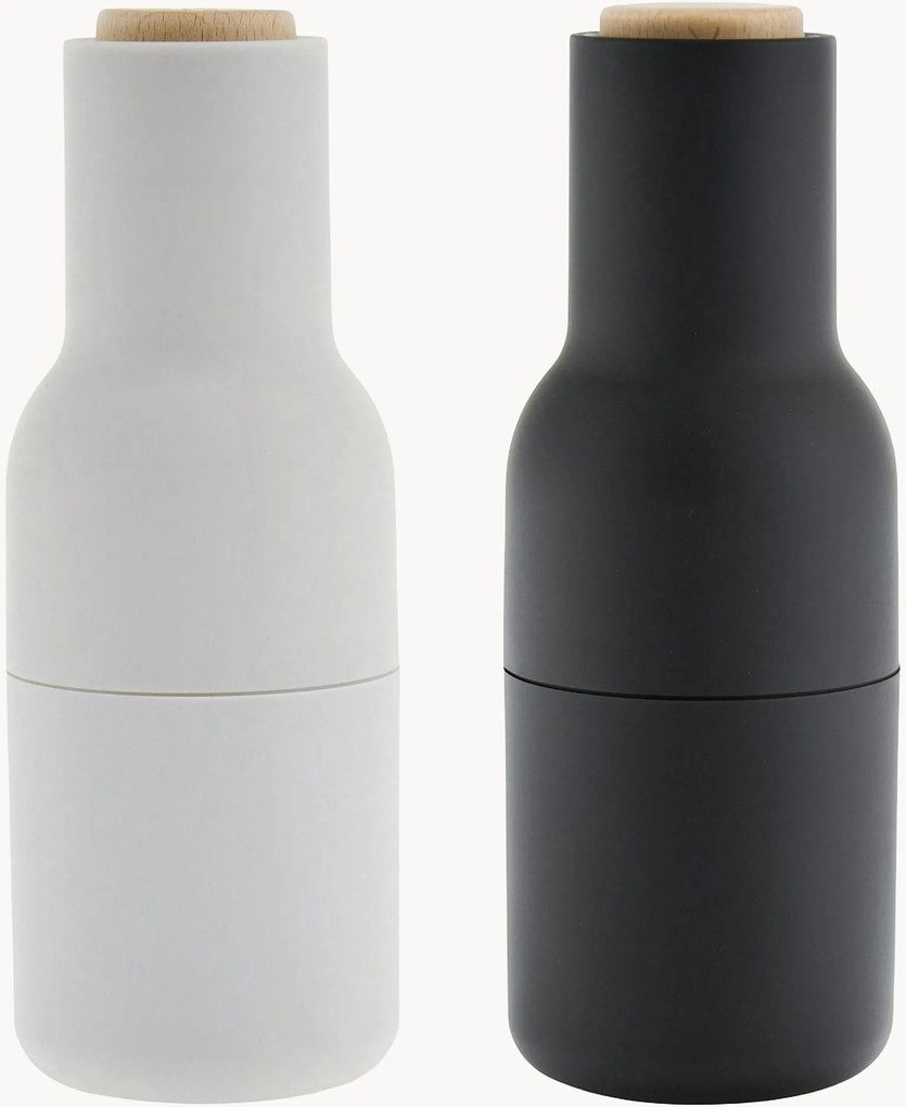 Moinhos de sal e pimenta com tampa em madeira de faia Bottle Grinder, conjunto de 2