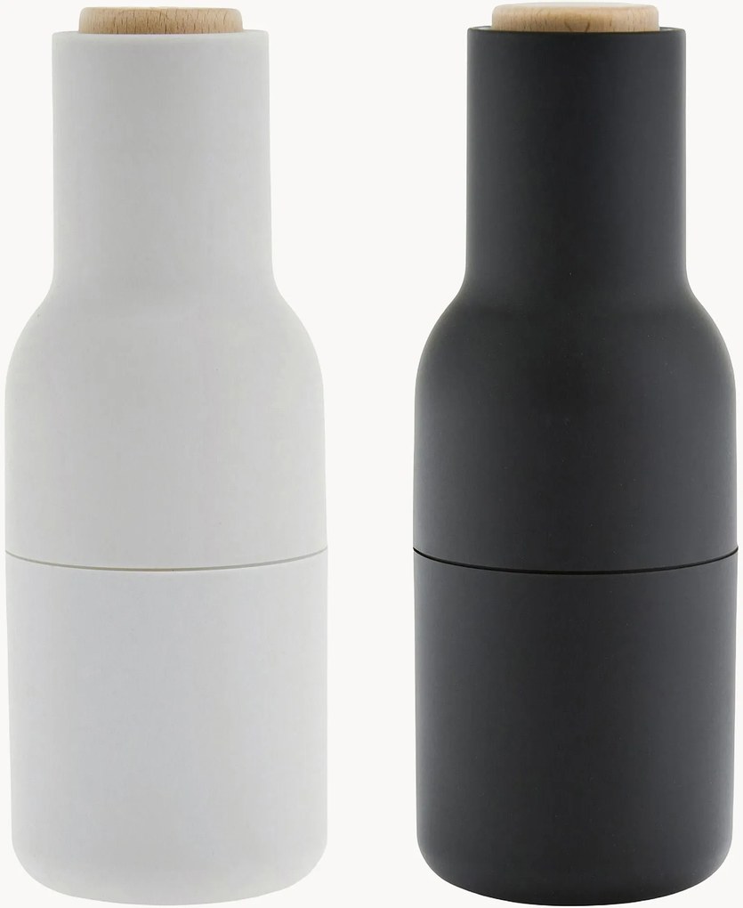 Moinhos de sal e pimenta com tampas em madeira de faia Bottle Grinder, conjunto de 2