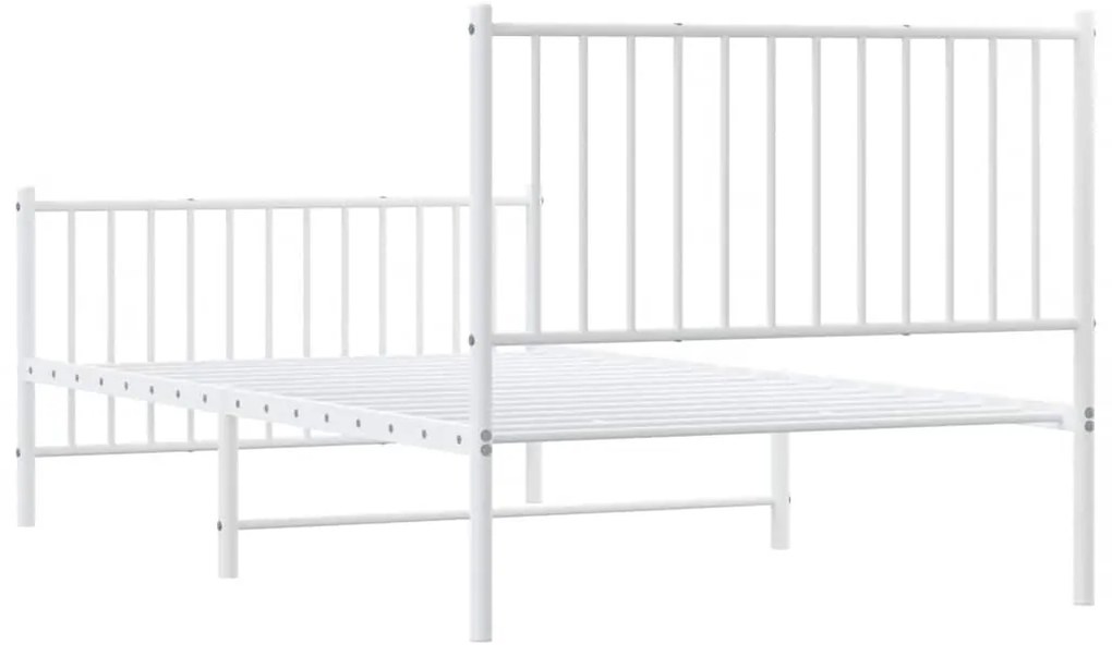 Estrutura de cama com cabeceira e pés 100x190 cm metal branco