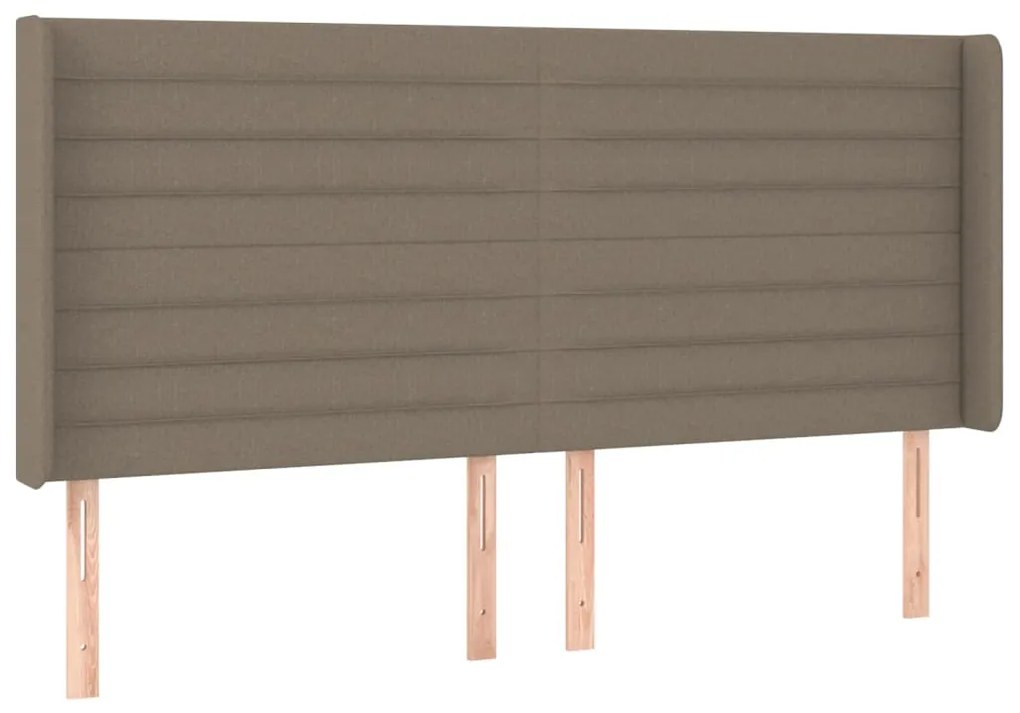 Cabeceira cama c/ LED tecido 163x16x118/128cm cinza-acastanhado