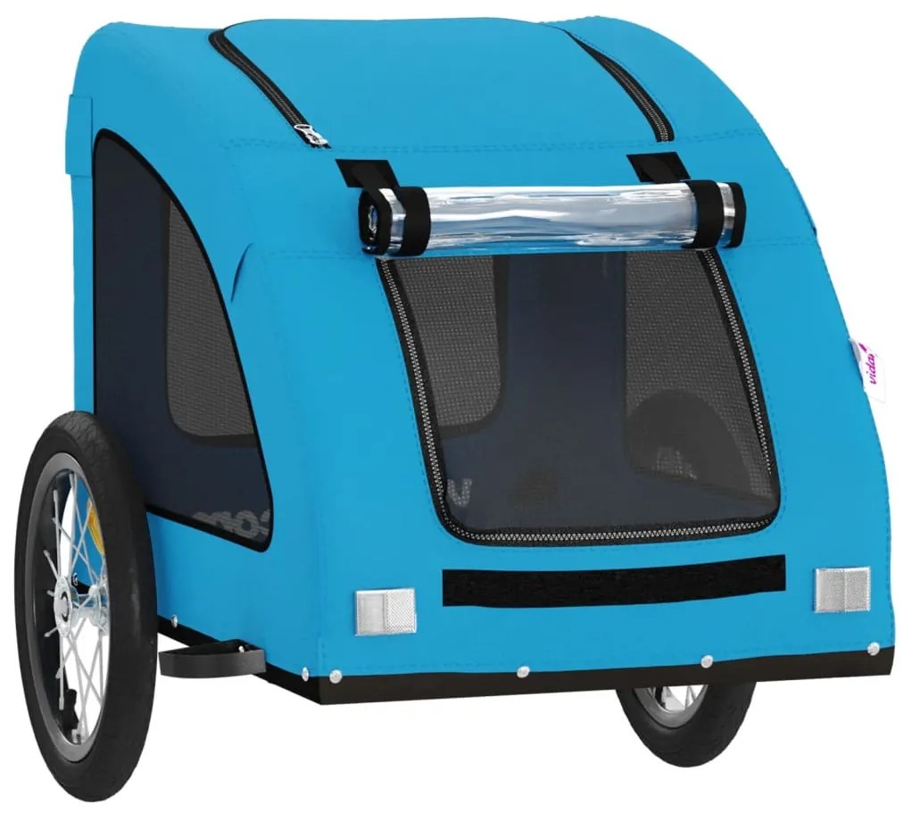 Reboque bicicleta p/ animais tecido oxford/ferro azul