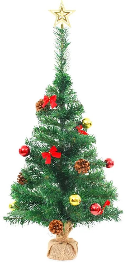 Árvore de Natal artificial pré-iluminada + enfeites 64 cm verde