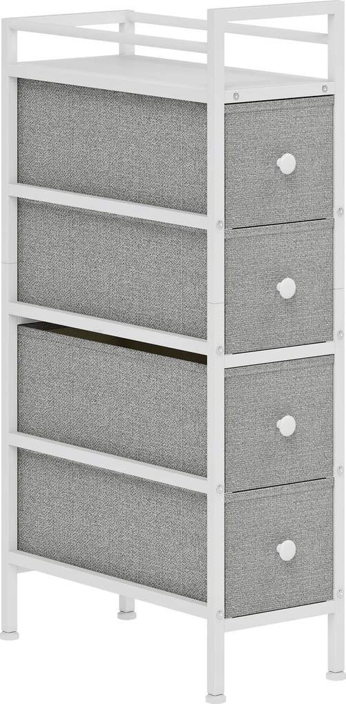 HOMCOM Móvel de Arrumação Estreito com 4 Gavetas de Tecido para Espaços Pequenos 20x43x81,5 cm Cinzento Claro | Aosom Portugal