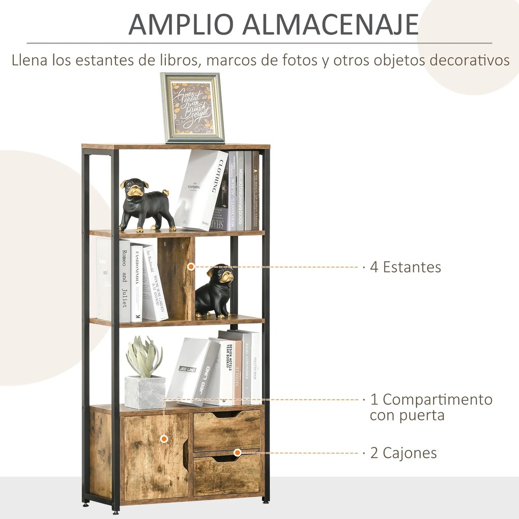 Estante com Prateleiras – Modelo Ålesund – 58x24x122 – Madeira – 6 Nív