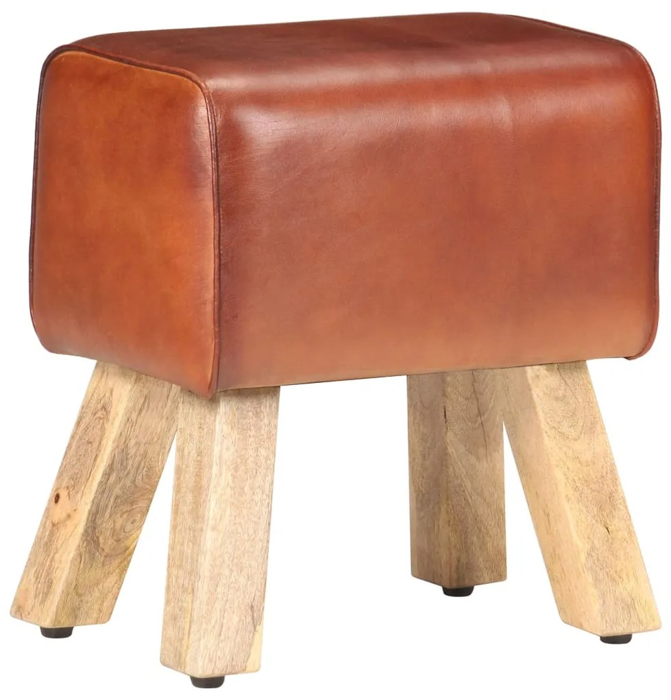 vidaXL Boque de ginásio 38 cm couro genuíno castanho/mangueira maciça
