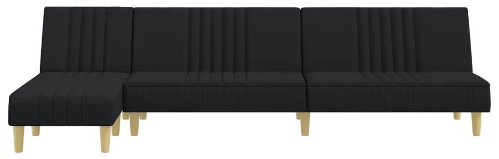 Sofá-cama em forma de L 279x140x70 cm tecido preto