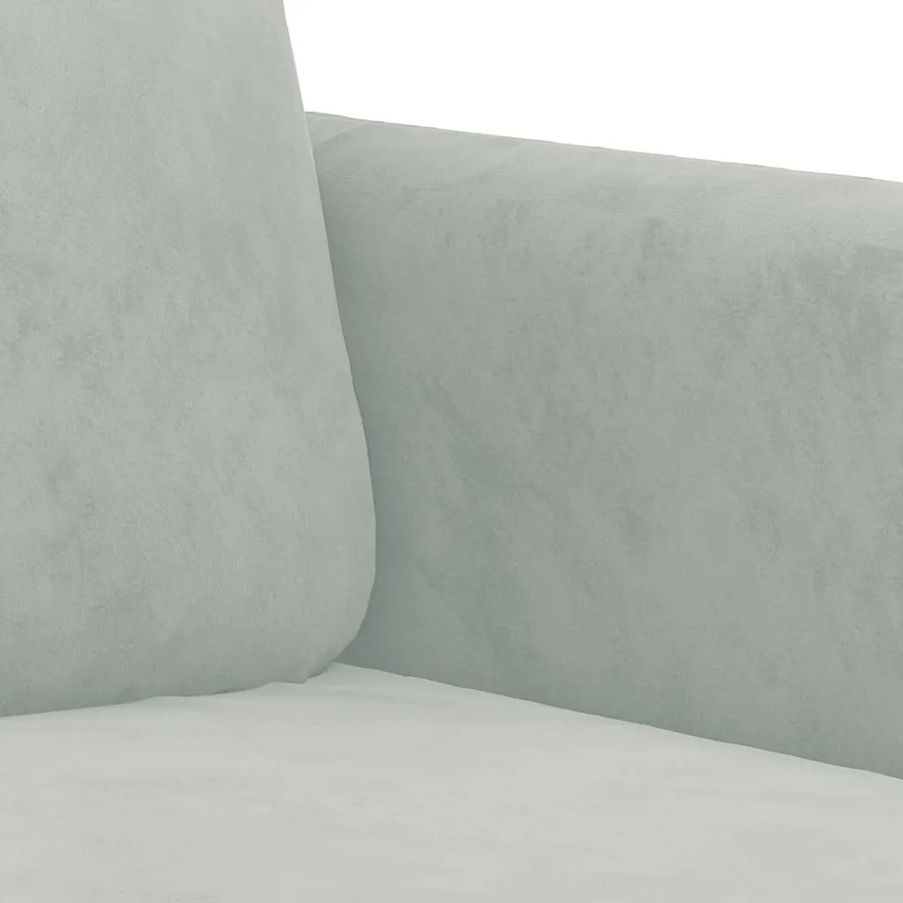 3 pcs conjunto de sofás veludo cinzento-claro