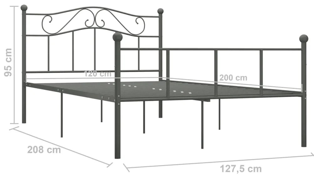 Estrutura de cama 120x200 cm metal cinzento