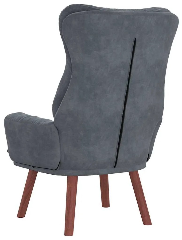 Poltrona Relaxante Veludo Cinza Escuro