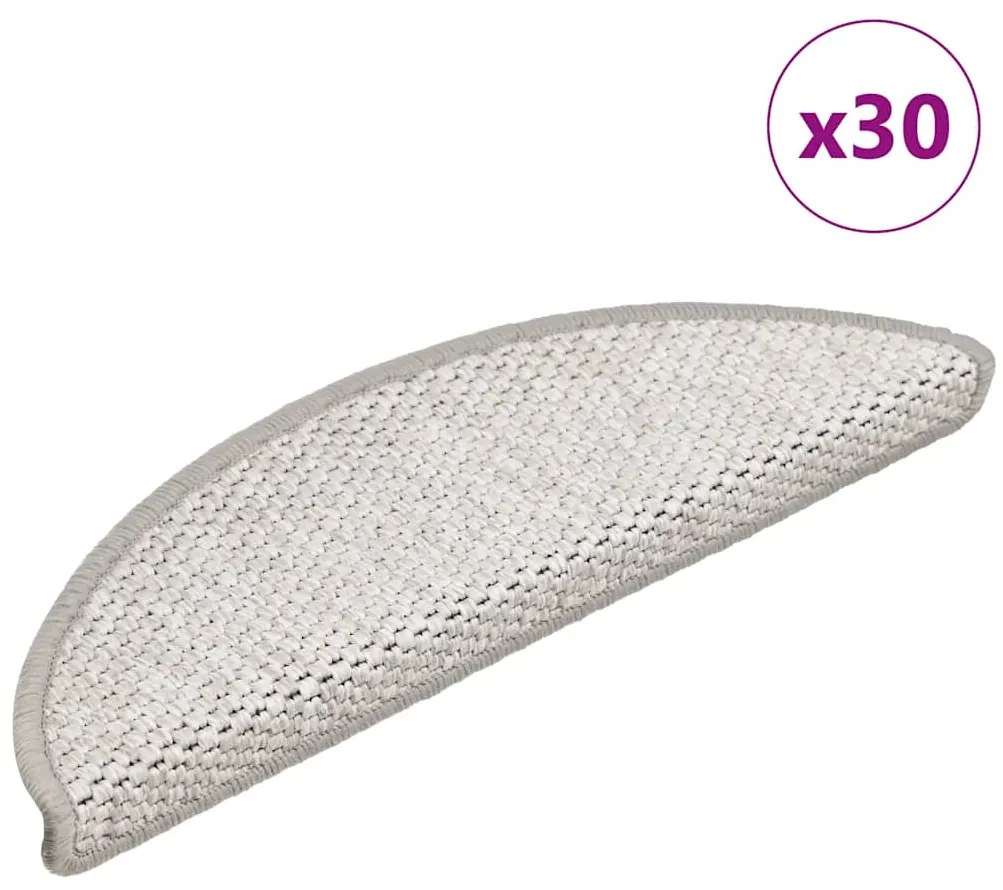 vidaXL Tapetes escada adesivos aspeto sisal 30 pcs 56x17x3cm platina