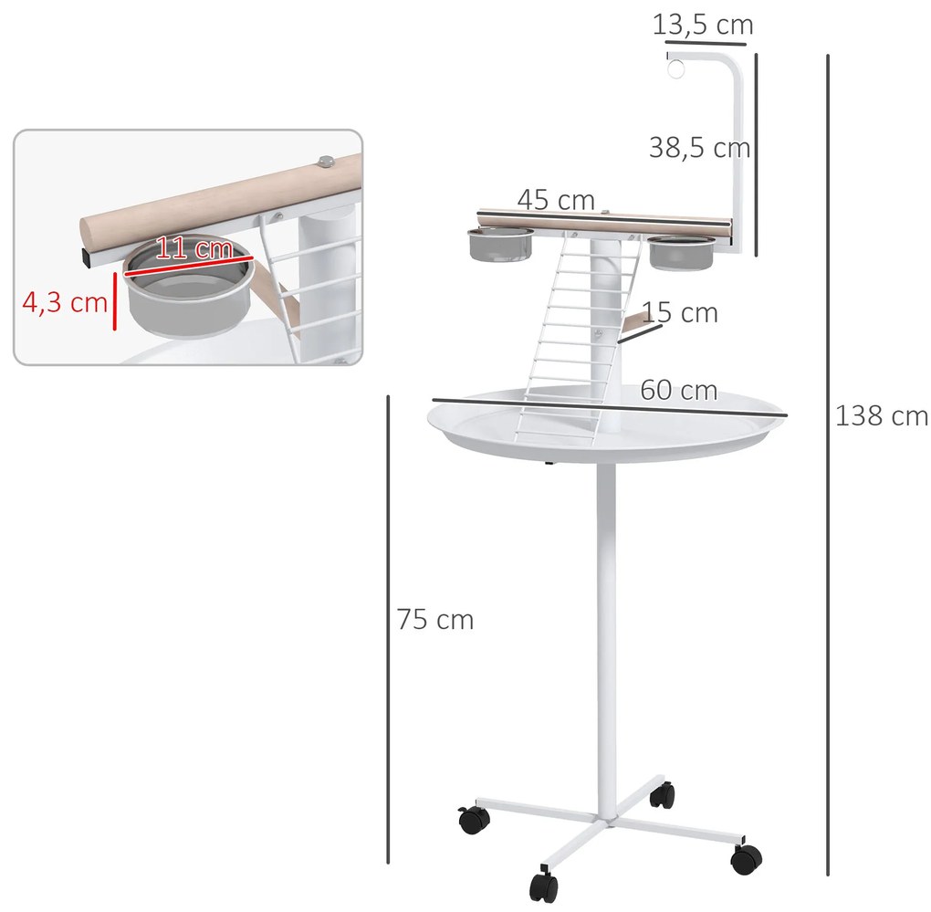 PawHut Comedouro para Pássaros de Exterior com Rodas Ø60x138 cm Comedo