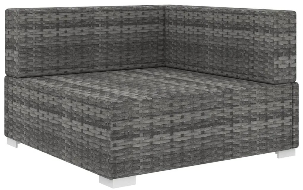 Cadeira de canto seccional c/ almofadões 1 pc vime PE cinzento