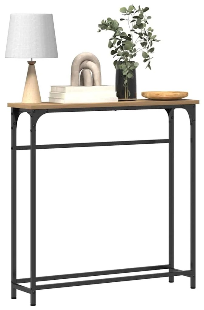 Mesa de Console vidaXL Carvalho Artesanal 75x19,5x75 cm Madeira de Eng