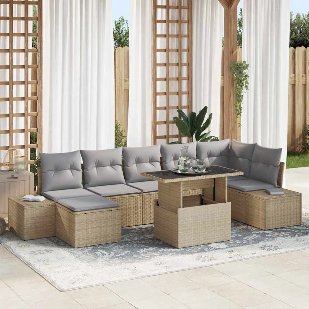 vidaXL Conjunto de Sofá de Jardim 8 pcs bege e cinzento claro