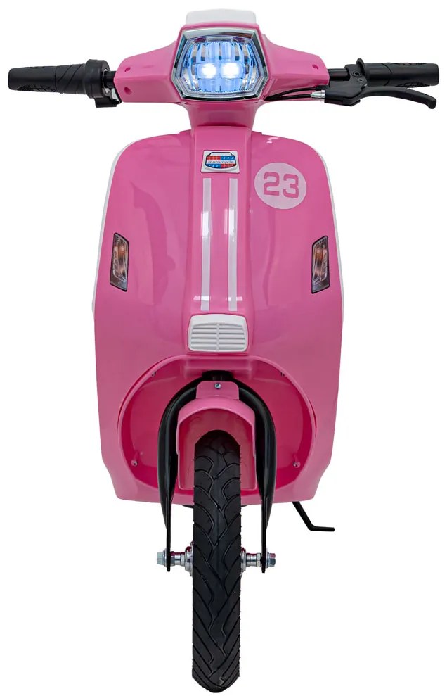 Vespa elétrica para Crianças 24V Retro Scooter 23, Rodas AR assento couro ecológico Rosa