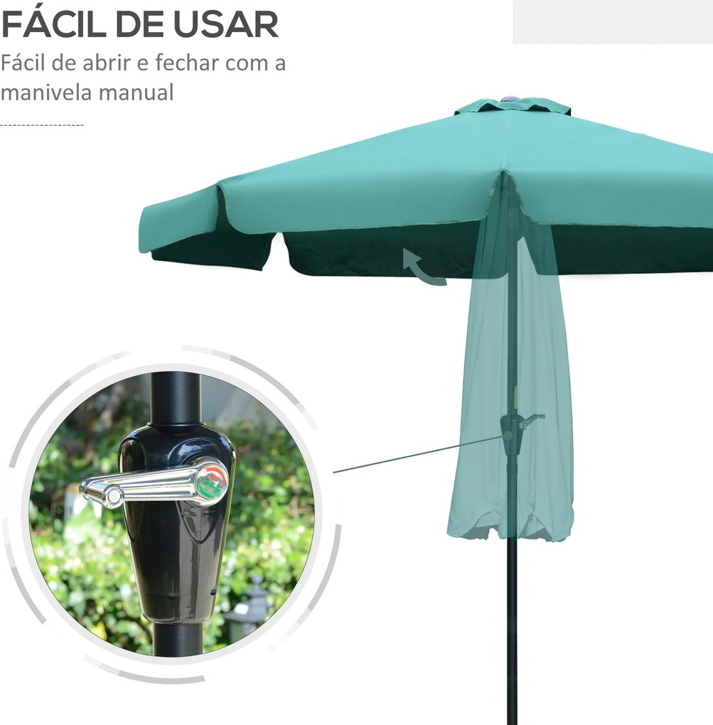 Chapéu de Sol de Jardim Ø266x250 cm Proteção UV50+ Chapéu de Sol de Al