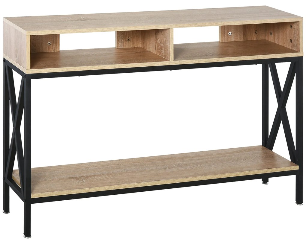 Mesa Consola "Vinta" – 120x23,5x75 cm – Carvalho e Preto